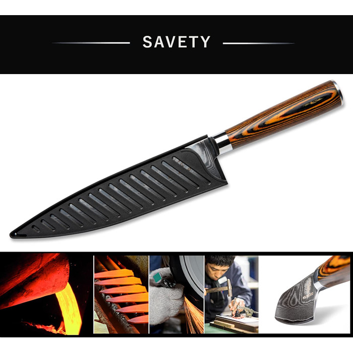 Поварской нож Wolfblood XL из 67 слоев дамасской стали, 32 см