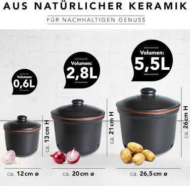 Набор горшков для хранения 3 предмета Black Römertopf