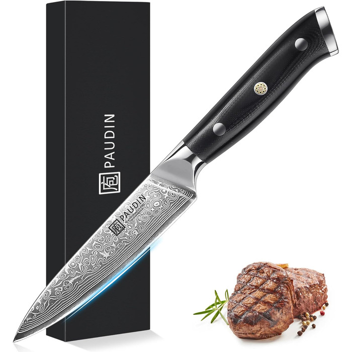 Универсальный кухонный нож из дамасской стали 13 см VG10 PAUDIN