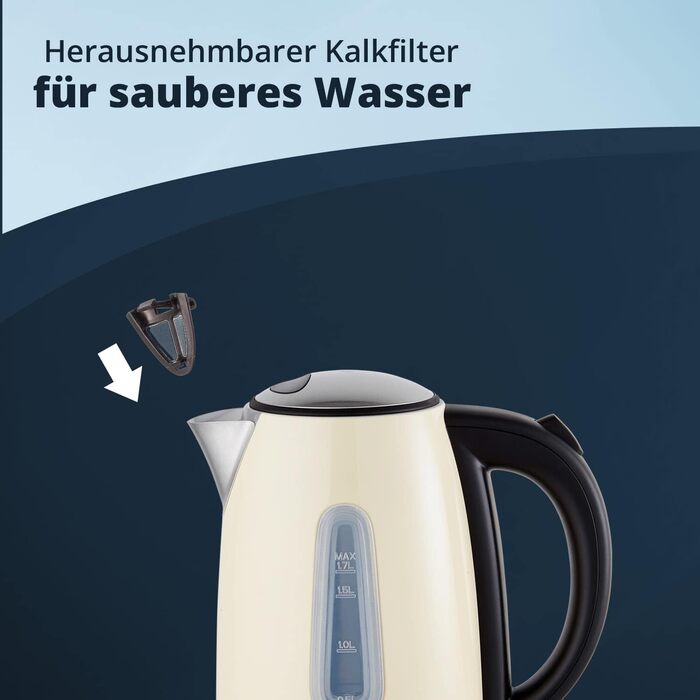 KHG Электрочайник 1,7 л нержавеющая сталь/пластик 2200 Вт WK-1707 CE KHG