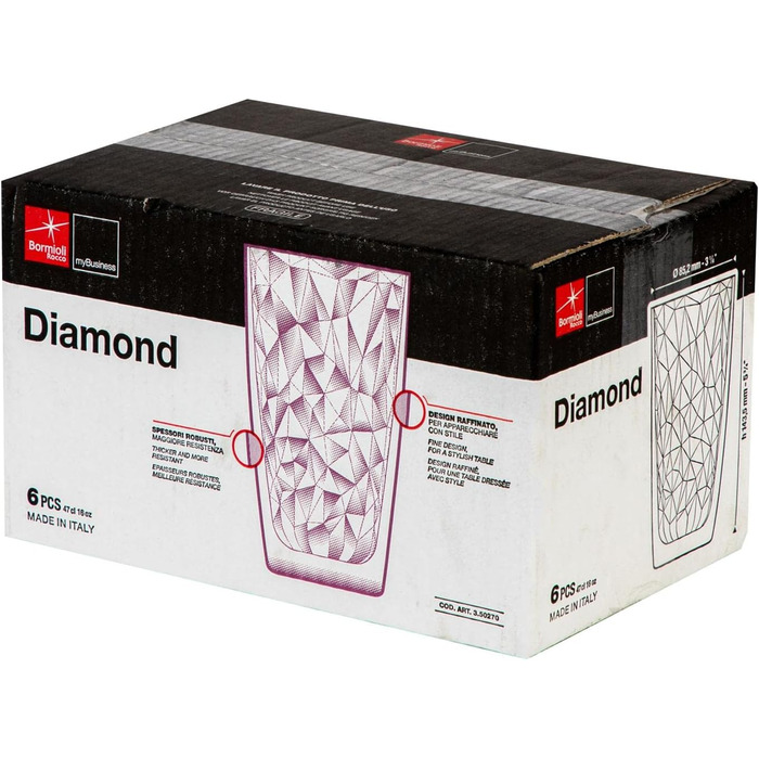 Набор из 6 стаканов 0,47 л Diamond Bormioli Rocco
