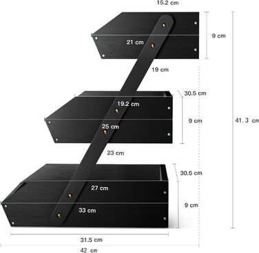 Бамбуковая этажерка для фруктов 41,3 см Black G.a HOMEFAVOR