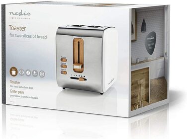 Тостер Nedis soft touch / 900 Вт / на 2 ломтика / 6 ступеней / функция размораживания и подогрева / поддон для крошек