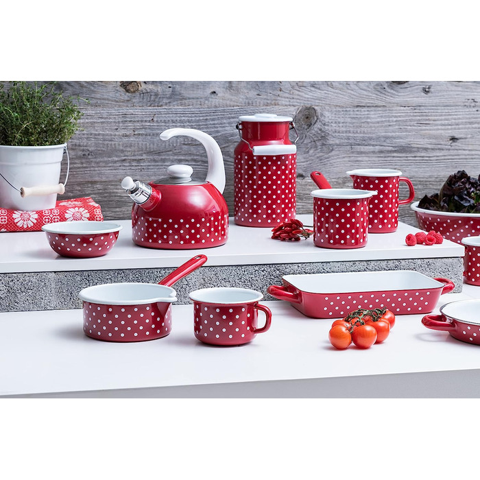 Кувшин для молока 2 л, эмалированный, красный Riess 0311-077