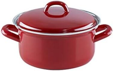 Кастрюля 0.75 л 14 см, эмалированная, красная Riess 0127-030