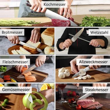 Набор кухонных ножей с деревянным блоком 14 предметов PAUDIN