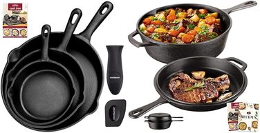 OVERMONT Набор из 3 чугунных сковородок с длинной ручкой Overmont