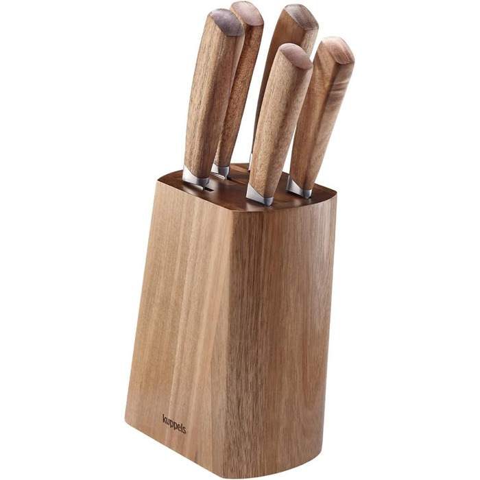 Kuppels Набор из 5 ножей с блоком для хранения сталь/акация Kuppels
