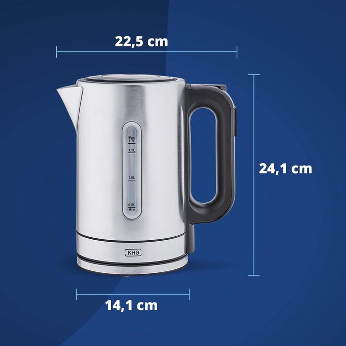 KHG Электрочайник 1,7 л 2200 Вт нержавеющая сталь WK-1703 ES KHG