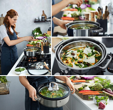 Жаровня круглая с крышкой и паровой корзиной 28 см Vitalis WMF