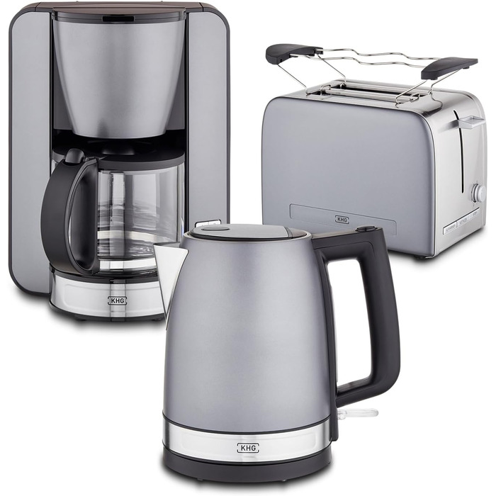 KHG Набор техники электрочайника 1,7 л, кофеварки на 12 чашек и тостера на 2 ломтика Skandi Look KHG