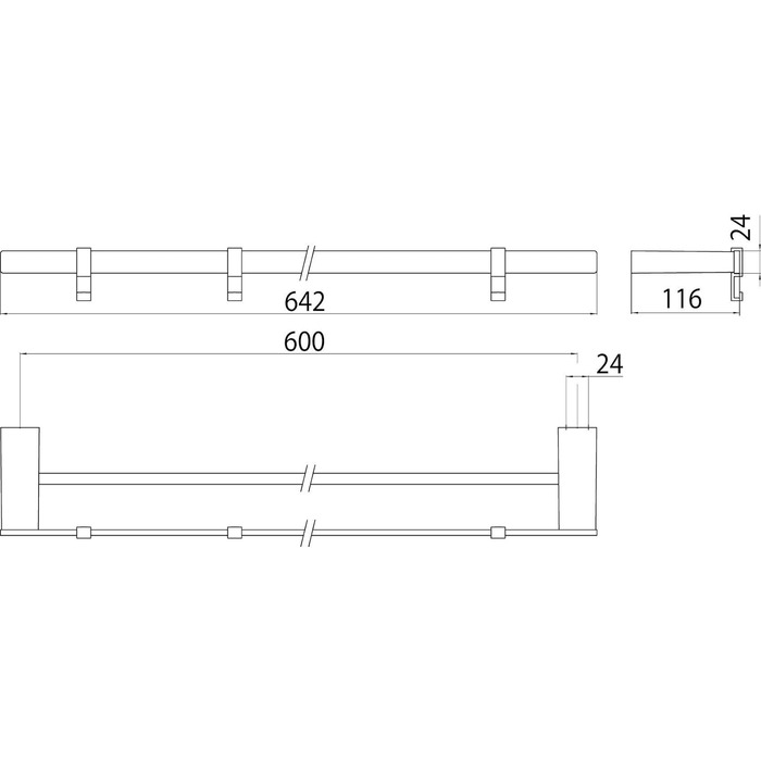 Вешалка для полотенец двойная настенная 60 см Emco Rondo