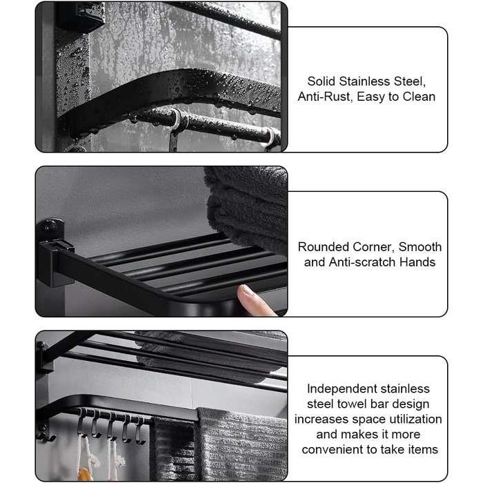 Вешалка для полотенец 58 см с крючками ‎HONPHIER