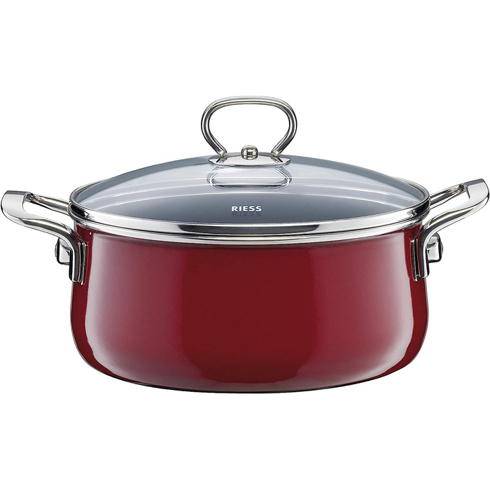 Набор кухонной посуды 5 предметов, эмалированный, красный Riess 0546-008