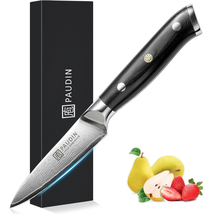 Нож для чистки овощей из дамасской стали 9 см Damascus PAUDIN