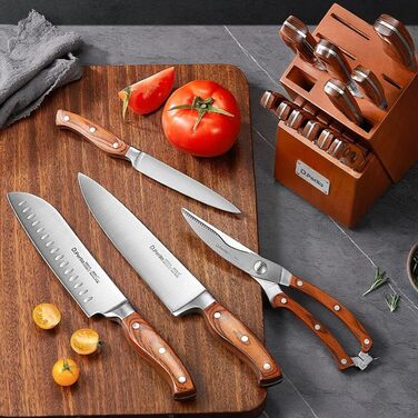 Набор ножей из нержавеющей стали с подставкой 16 предметов Brown D.Perlla