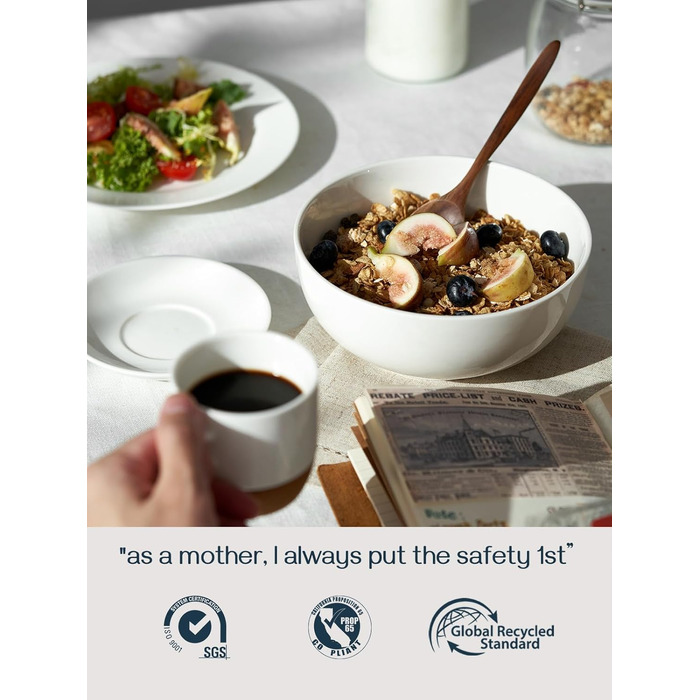 Набор глубоких керамических пиал 1,1 л 4 предмета White DOWAN