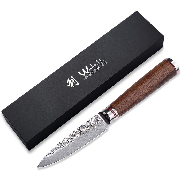 Профессиональный поварской нож из натуральной дамасской стали с рукояткой из орехового дерева 9 см 67 Wakoli