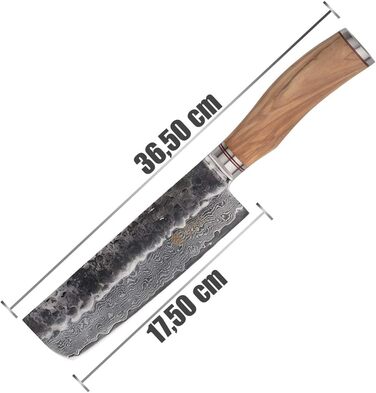 Нож-топорик 17 см дамасская сталь/оливковое дерево HS Series Nakiri Wakoli