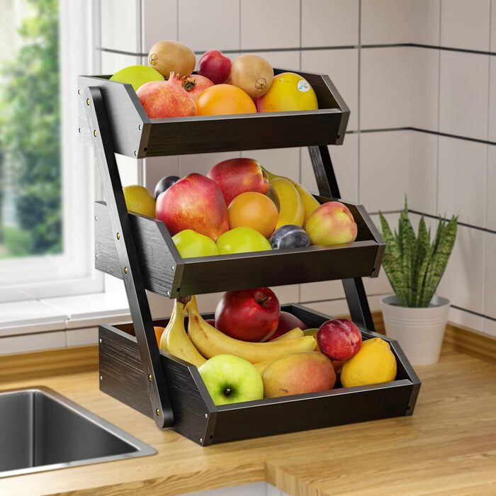 Бамбуковая этажерка для фруктов 41,3 см Black G.a HOMEFAVOR