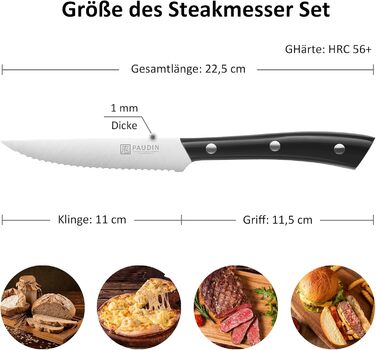 Набор ножей для стейка из нержавеющей стали 8 предметов PAUDIN