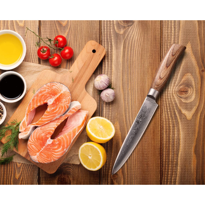 Wakoli Поварской нож для мяса 17 см дамасская сталь/дерево паккавуд Wakoli