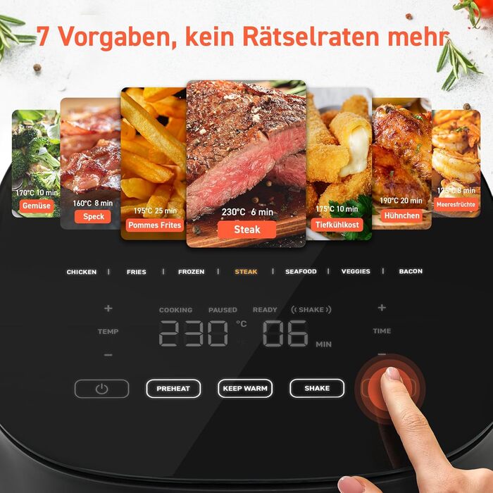 Аэрофритюрница 4,7 л 1500 Вт Compact Gray Hot Air Fryer COSORI
