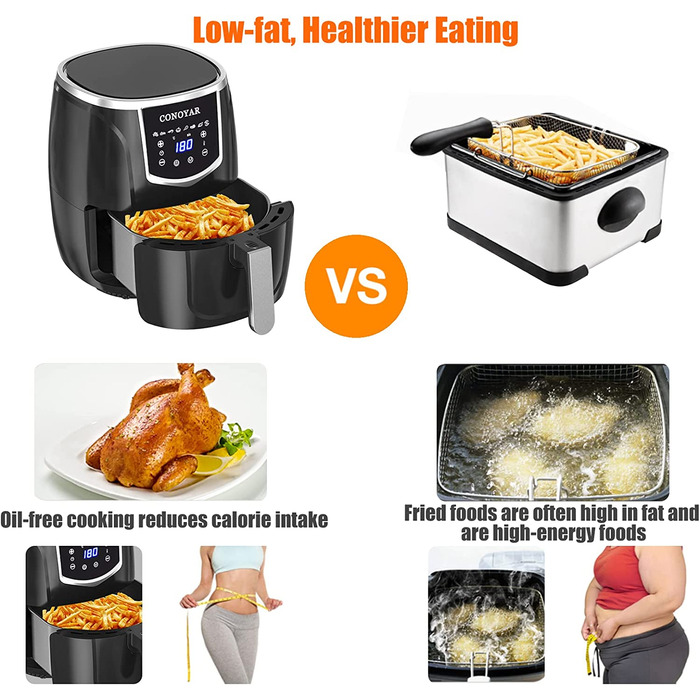 Фритюрница CONOYAR XXL AF336 / 4,5 л / 1300 Вт / 8 программ