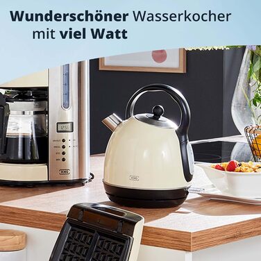 KHG Электрочайник 1,7 л ретро дизайн нержавеющая сталь/пластик Cream KHG