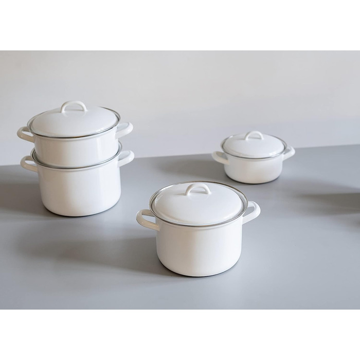 Кастрюля 1.5 л 16 см, эмалированная, белая Riess 0122-033