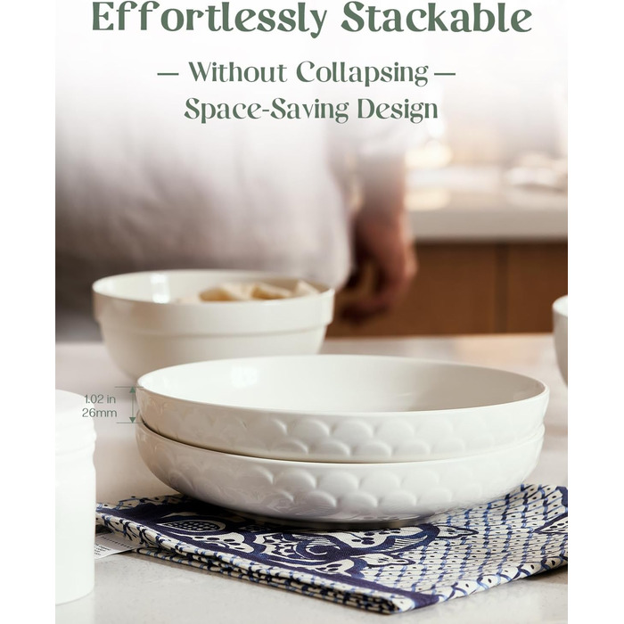 Набор фарфоровых тарелок для пасты 25,4 см 4 предмета White DOWAN