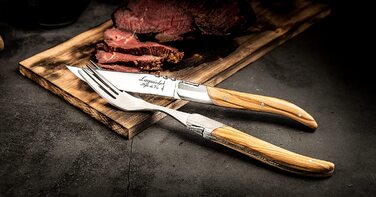Набор вилок для стейка с футляром 6 предметов Olive Wood Luxury Line Laguiole