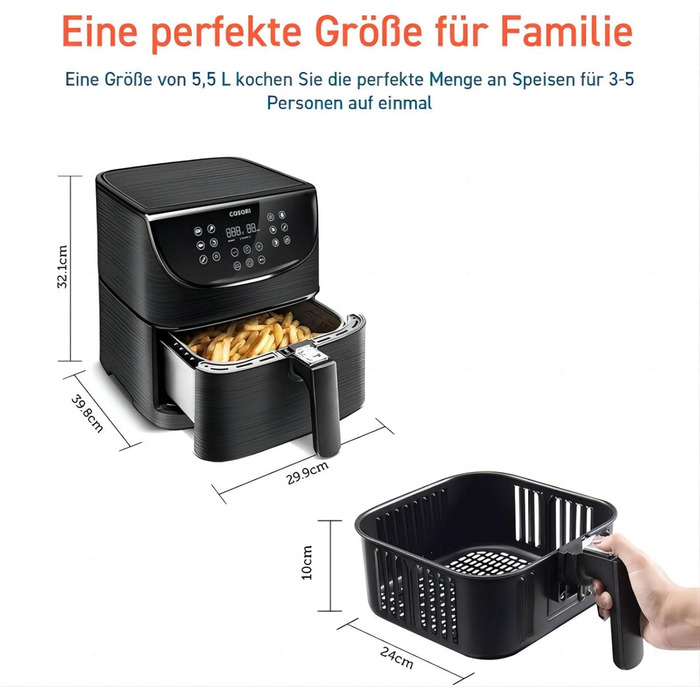 Фритюрница многофункциональная 5,5 л 1700 Вт Hot Air Fryer XXL COSORI