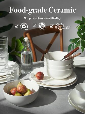 Набор глубоких керамических пиал 1,1 л 4 предмета White DOWAN