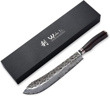 Профессиональный поварской нож из настоящей дамасской стали с рукояткой из дерева пакка 25 см Wakoli Ebo