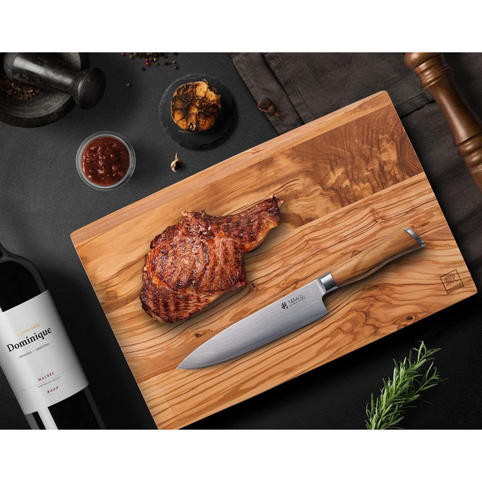 Высококачественный профессиональный нож с ручкой из оливкового дерева с дамасским лезвием Wakoli