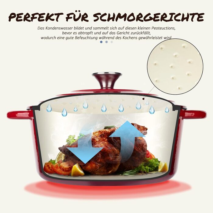 Чугунная эмалированная кастрюля 5,2 л Red Overmont