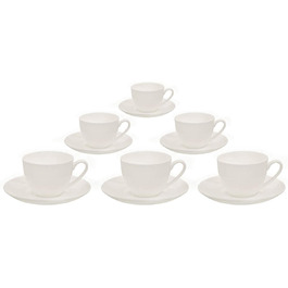 Набор кофейных чашек и блюдей из фарфора Buchensee Fine Bone China на 6 персон, 210 мл 