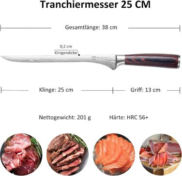 Профессиональный нож для ветчины из нержавеющей стали 25 см PAUDIN