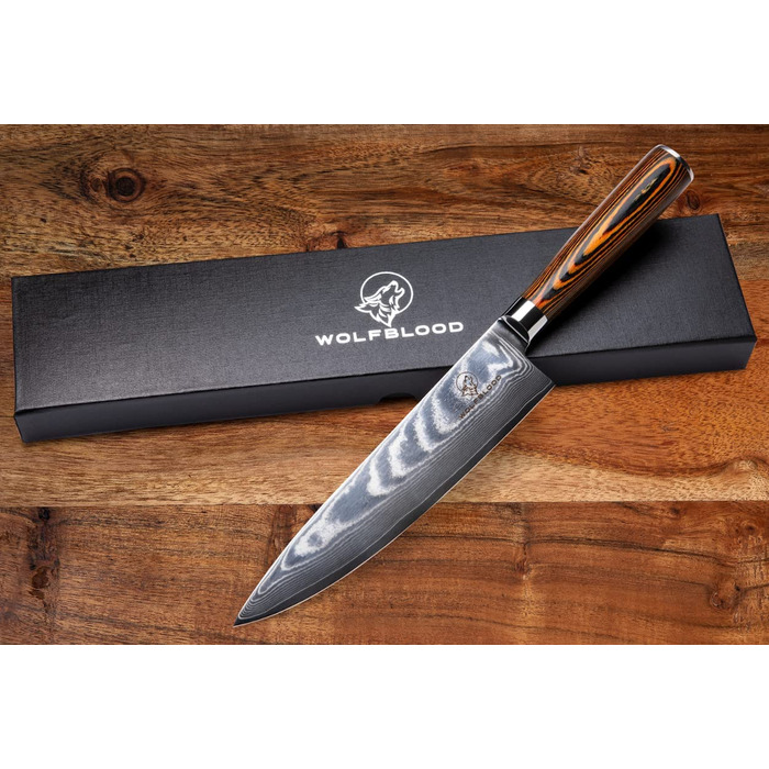 Поварской нож Wolfblood XL из 67 слоев дамасской стали, 32 см