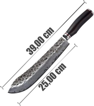 Профессиональный поварской нож из настоящей дамасской стали с рукояткой из дерева пакка 25 см Wakoli Ebo