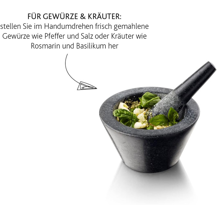 Ступка с пестиком 18 см чёрная BOSKA