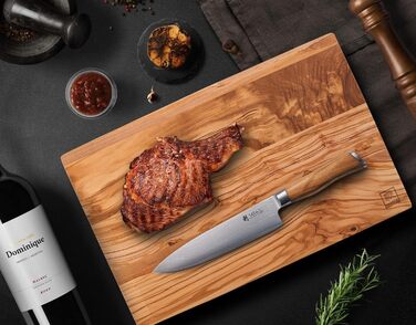 Высококачественный профессиональный нож с ручкой из оливкового дерева с дамасским лезвием Wakoli