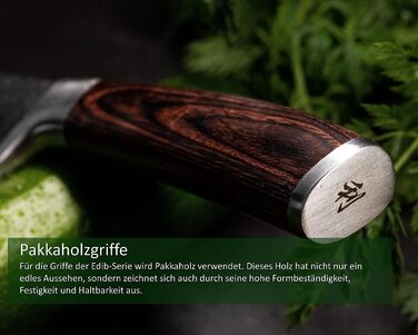 Профессиональный набор из 6 кухонных ножей из натуральной японской дамасской стали с деревянными ручками из пакки Wakoli Edib