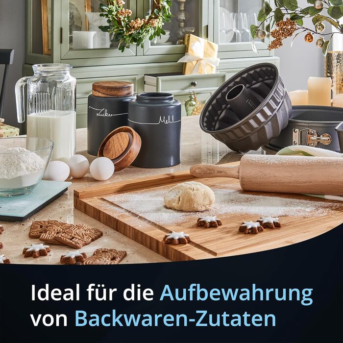 KHG Набор из 3 емкостей для хранения сахара, соли и муки антрацит керамика/бамбук KHG