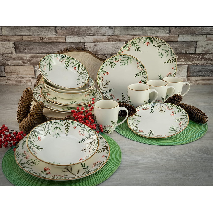 Столовый сервиз на 4 человека 16 предметов Greenery Leaves Series CreaTable