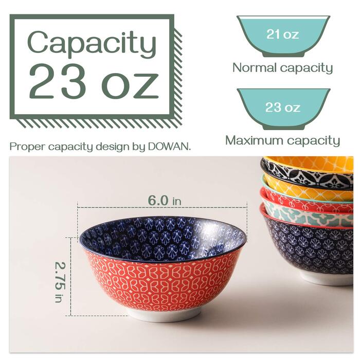 Набор глубоких тарелок 0,68 л 6 предметов Vibrant Colour DOWAN