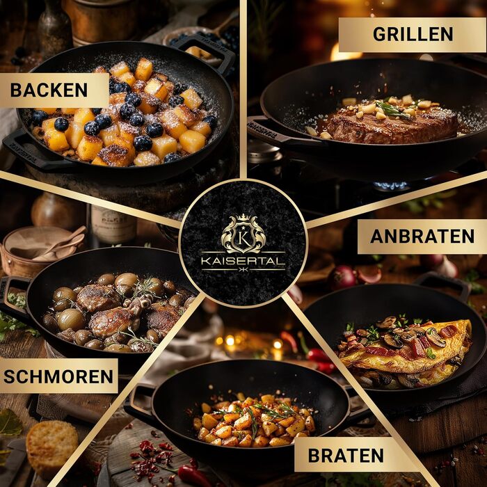 KAISERTAL Вок-сковорода с крышкой 32 х 9 см/4,6 л чугун KAISERTAL