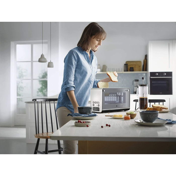 Стеклянный тостер WMF Lono / на 2 ломтика / с насадкой для булочек / 7 ступеней