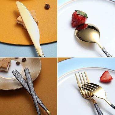 Набор столовых приборов 30 предметов Black Gold HOMQUEN